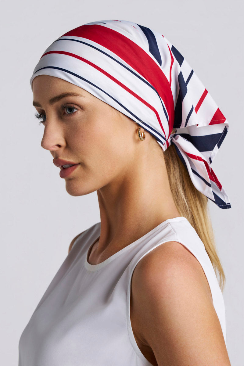 Unisex Grassi Sun Bandana | Navy Multicolor Liberty Stripe