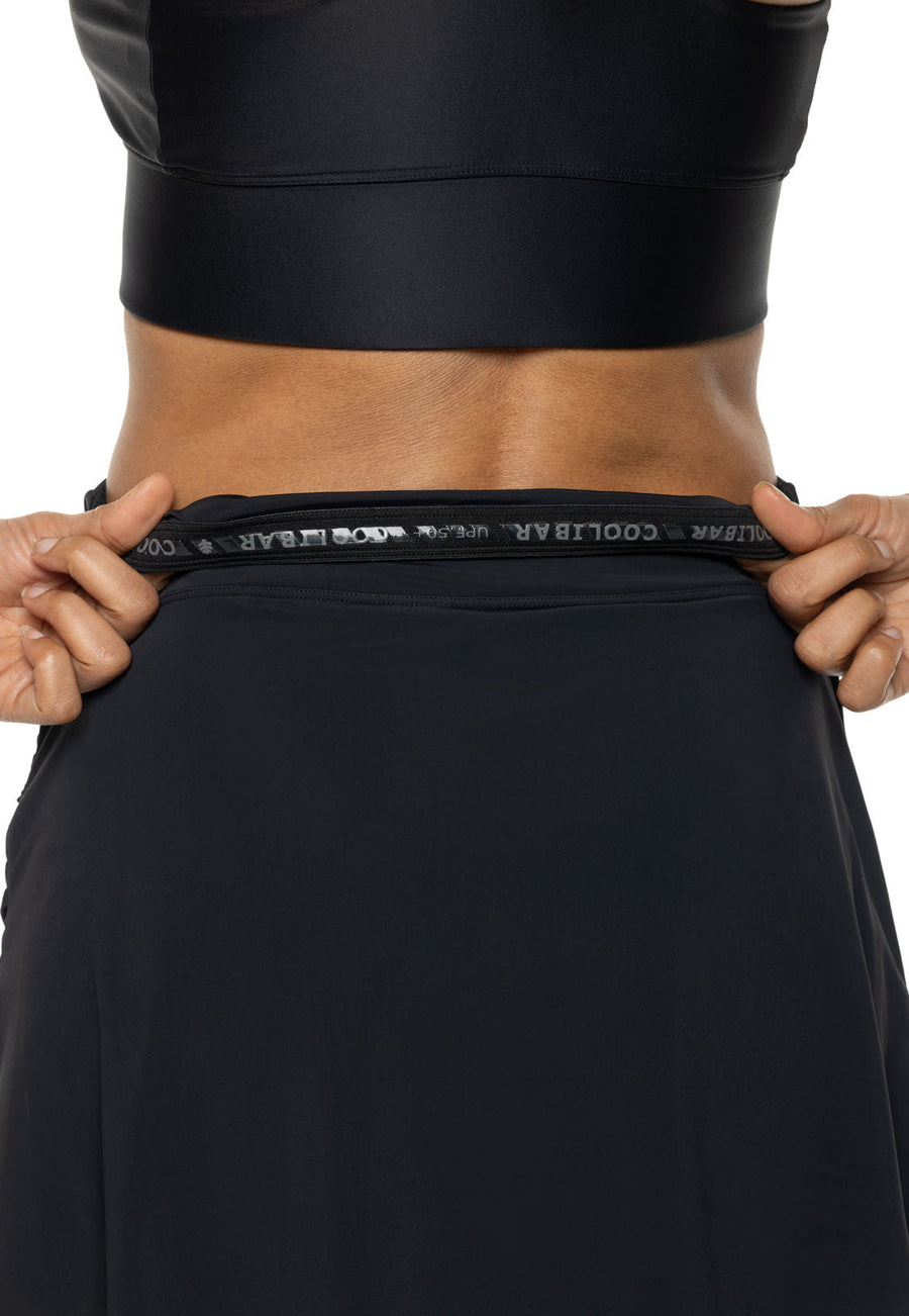 Women's Big Wave Swim Skort with Wrap Detail | Black