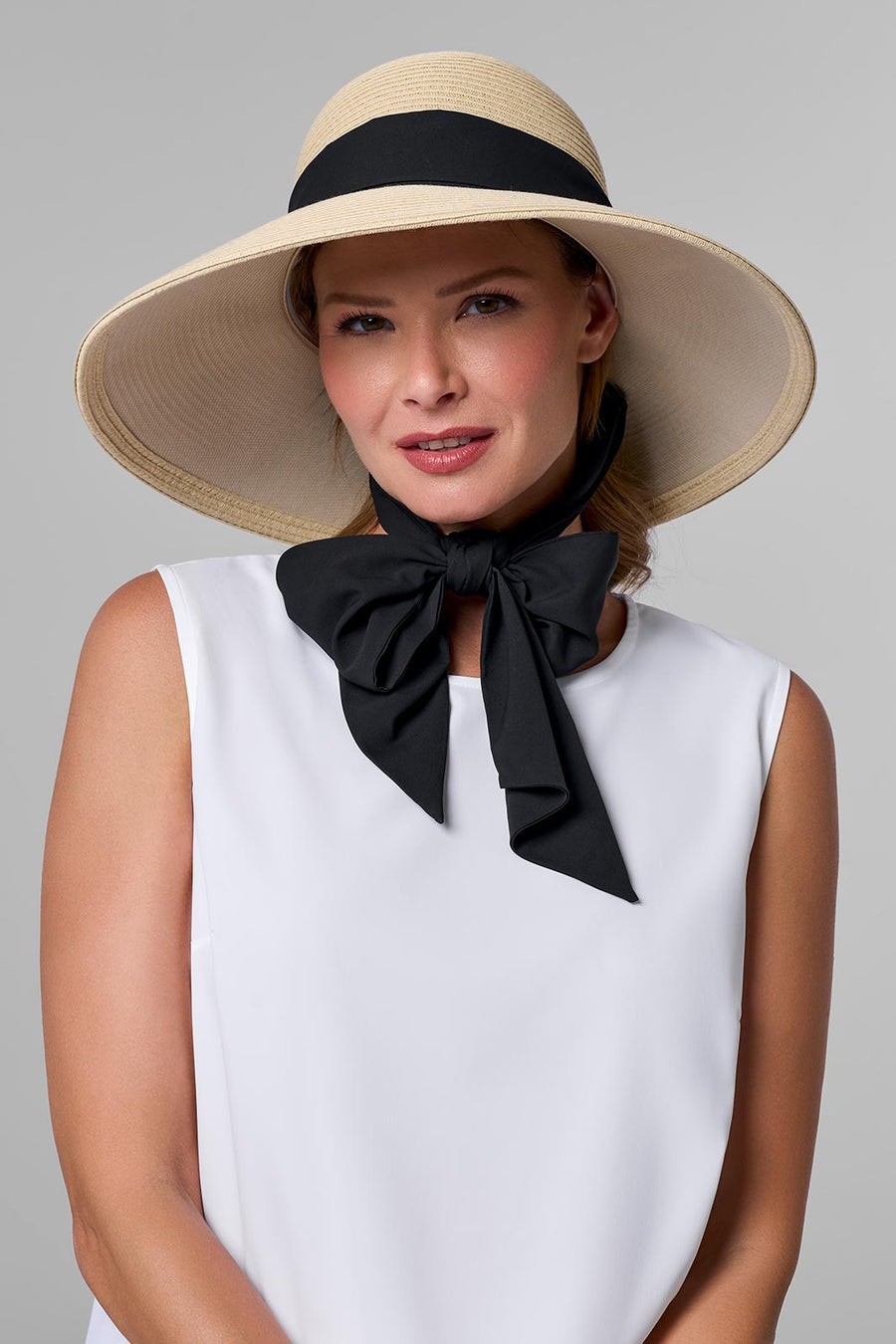 Women's Stella Fashion Hat with Scarves | Natural/Black/White