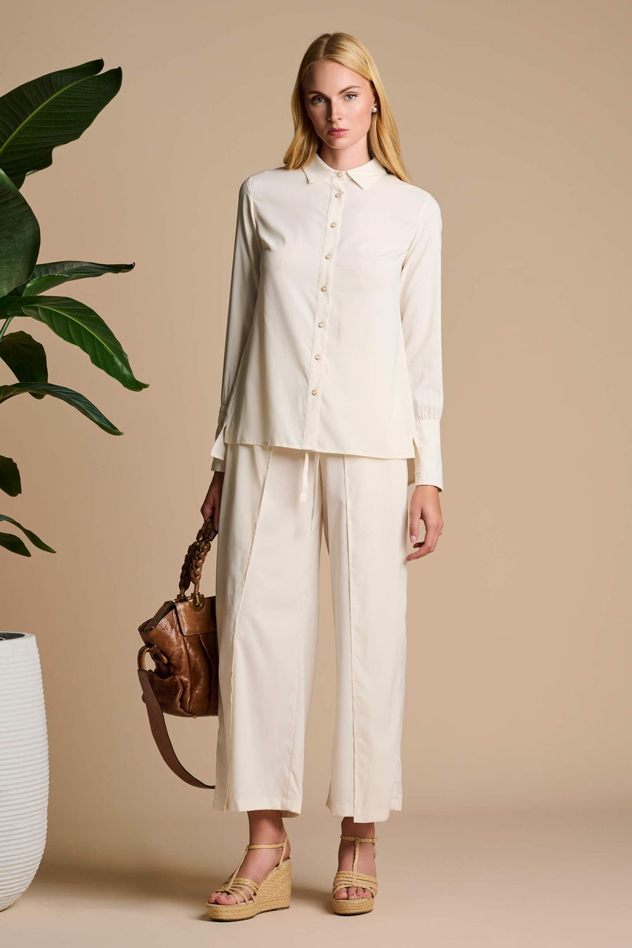 Rhodes | Pleated Back Shirt | Vanilla