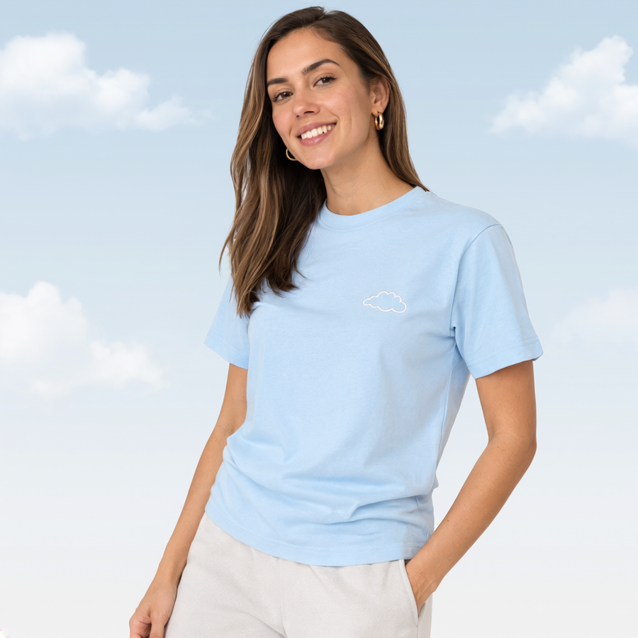 CLOUD BLUE EMBROIDERED TEE