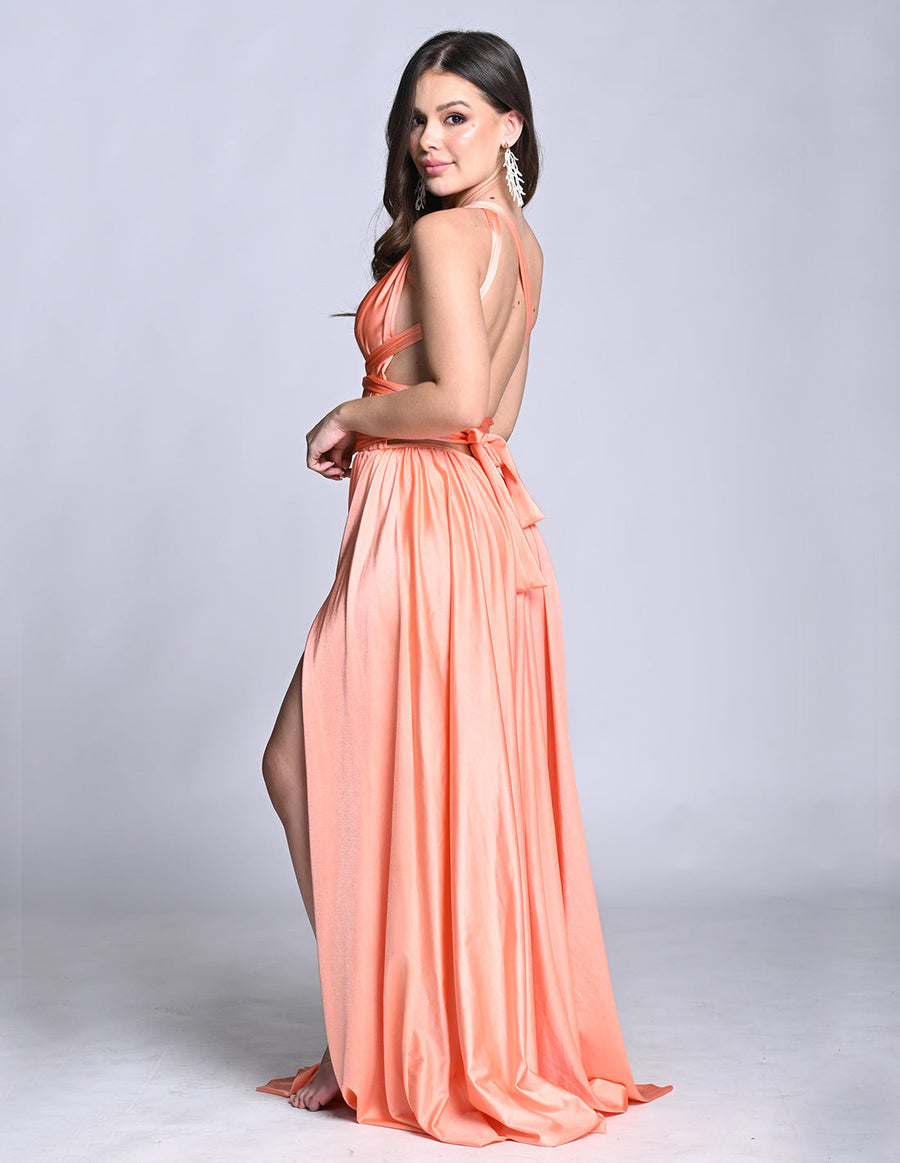 Plutón Dress Salmon. Hand-Dyed Dress In Salmon