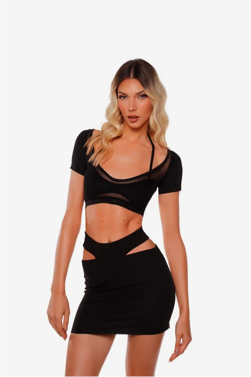 SHEER MIX CROP TOP