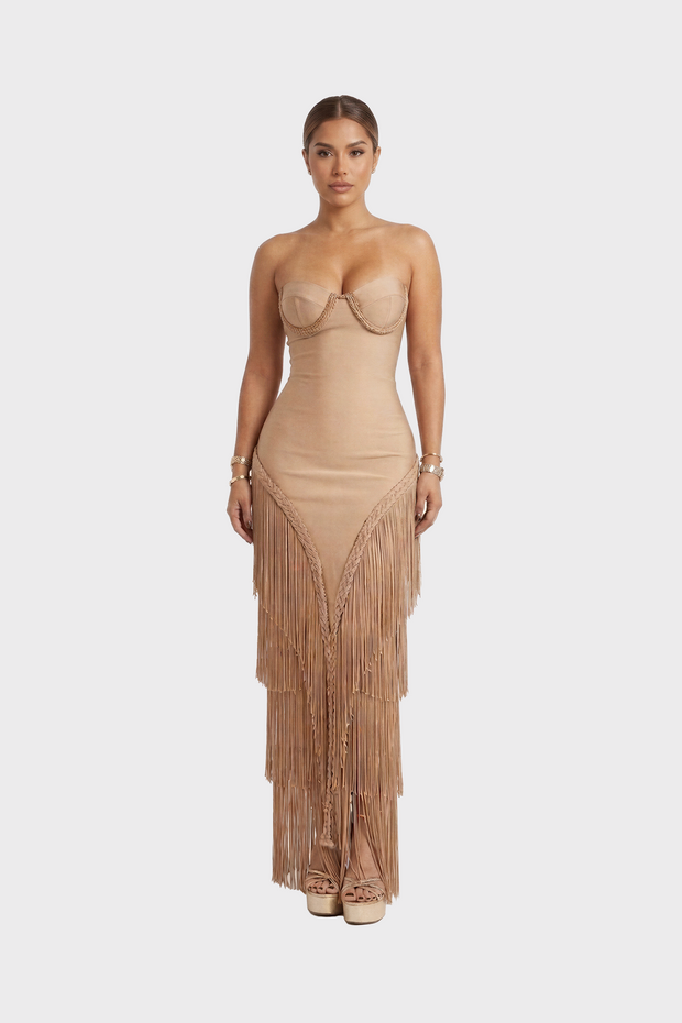 Vestido Abudabi Dorado Canela