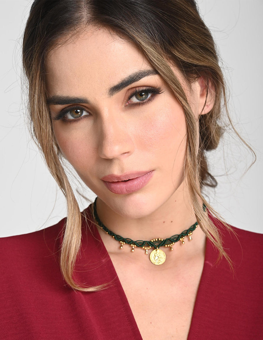 LΓa Choker Oil Green. Choker In Oil Green