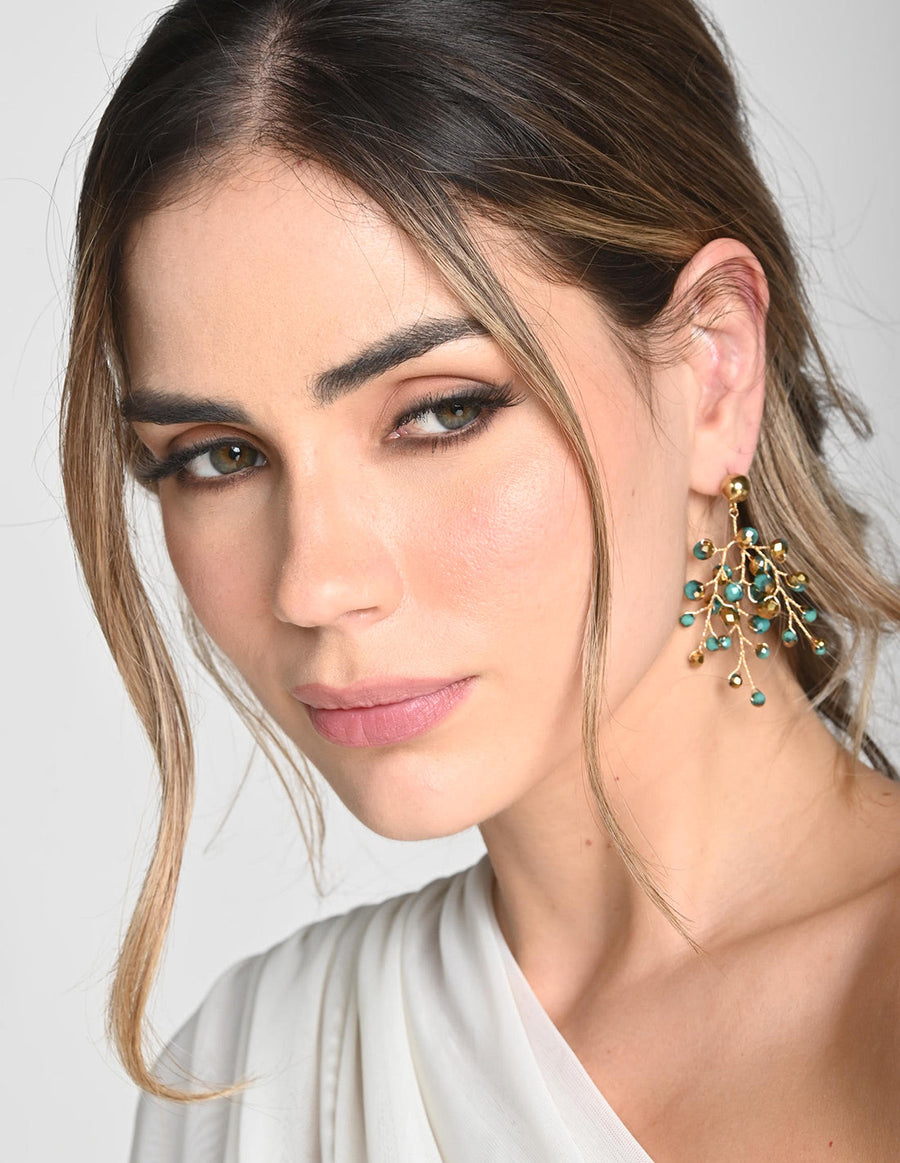 Elara Earring Mint Green + Golden. Earring In Mint Green + Golden
