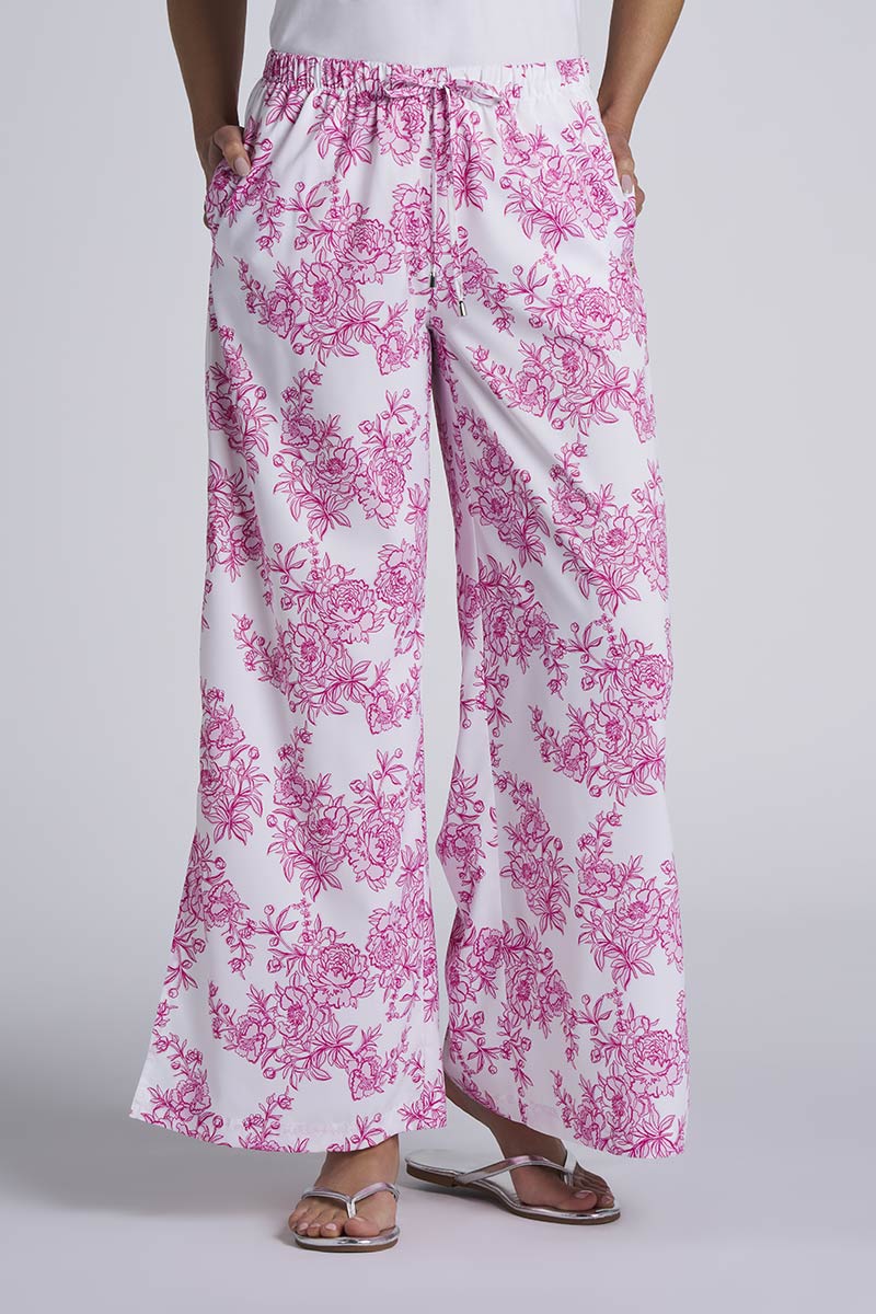 Petra | Women's Wide Leg Pant | Fuchsia Bouquet