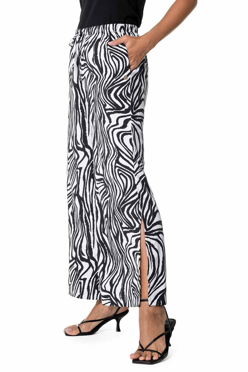 Women's Petra Wide Leg Pant | Black/White Running Zebra