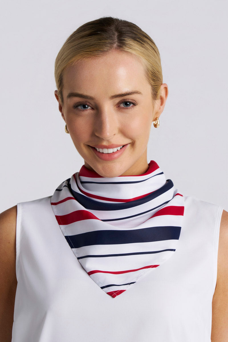 Unisex Grassi Sun Bandana | Navy Multicolor Liberty Stripe