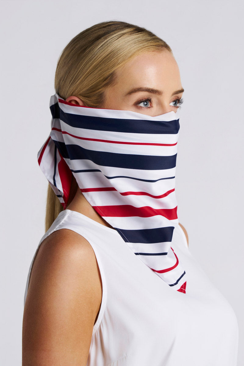 Unisex Grassi Sun Bandana | Navy Multicolor Liberty Stripe