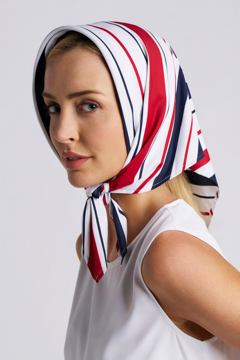 Unisex Grassi Sun Bandana | Navy Multicolor Liberty Stripe