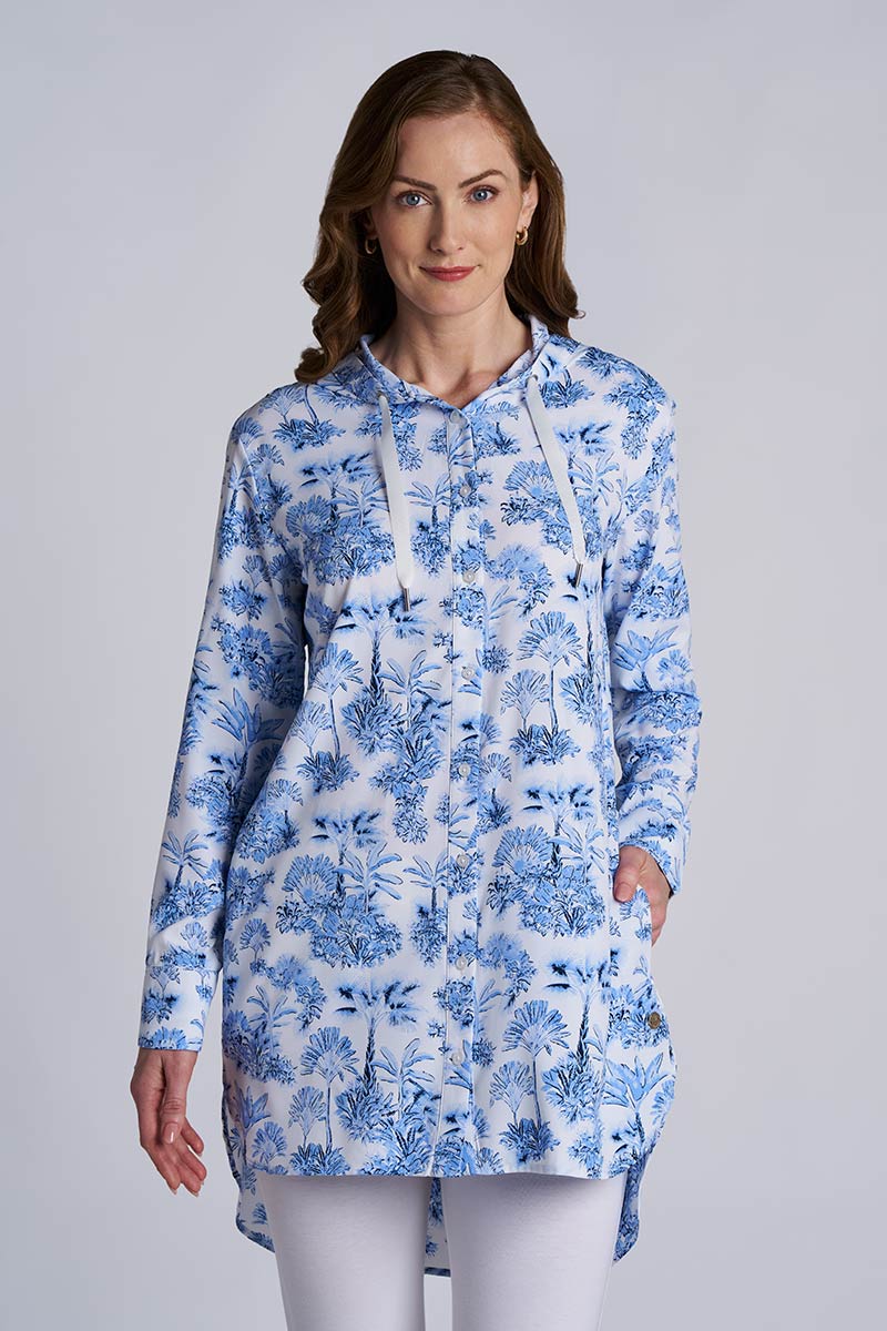 Palma | Women's Aire Beach Long Sleeve Shirt | Periwinkle Isla Bonita