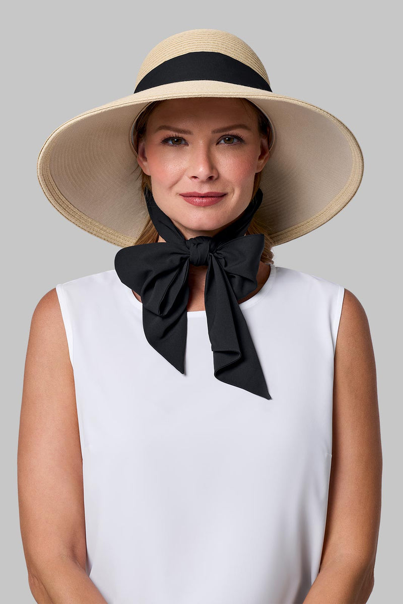 Women's Stella Fashion Hat with Scarves | Natural/Black/White