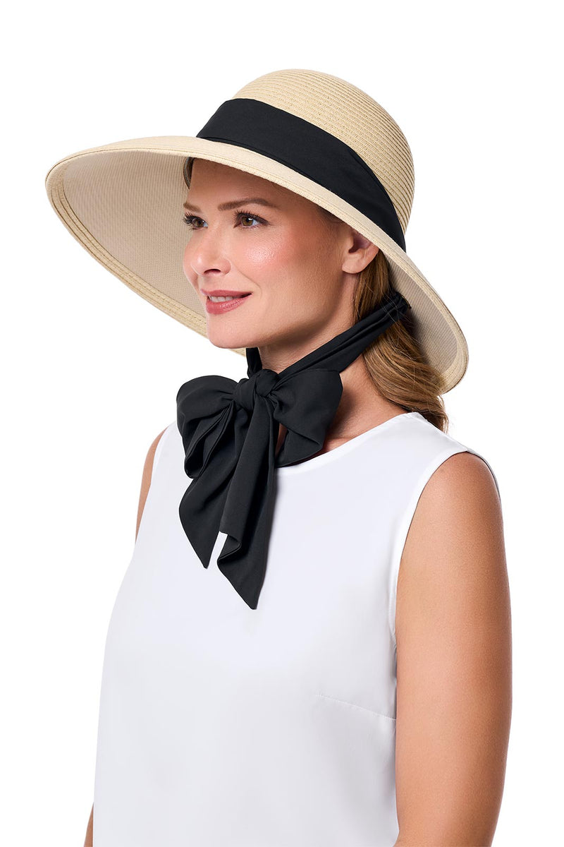 Women's Stella Fashion Hat with Scarves | Natural/Black/White