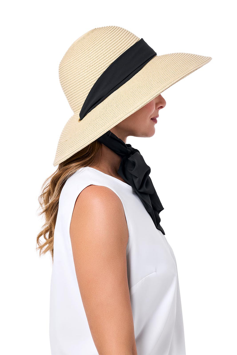 Women's Stella Fashion Hat with Scarves | Natural/Black/White