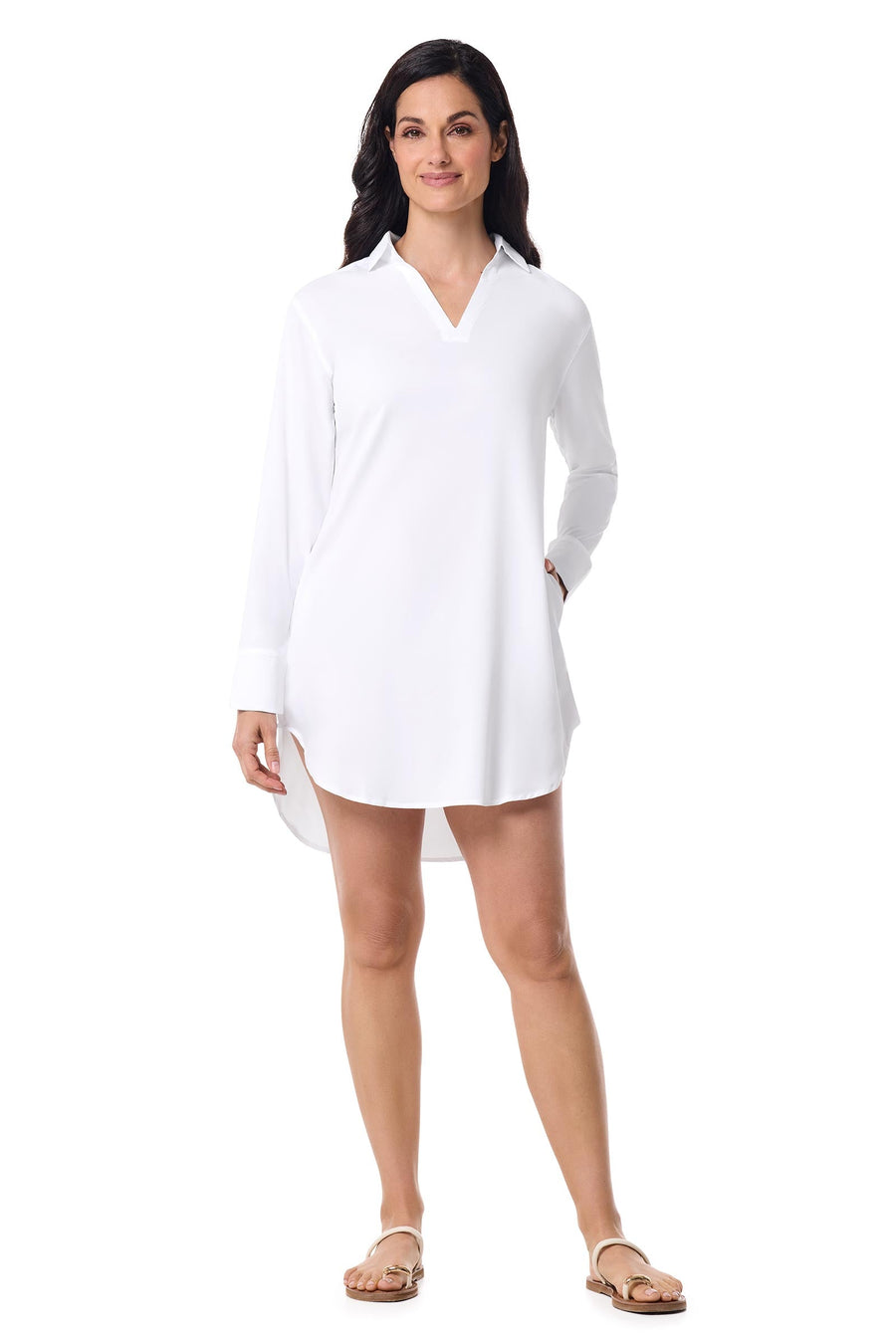Koesta | Women's Cover-Up Pull Over Shirt with Pockets | White
