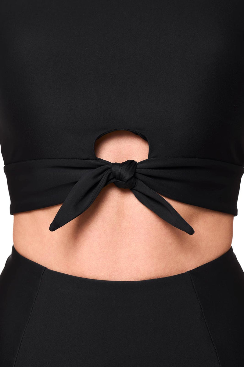 Hibiscus Island Crop Swim Crop Top | Black