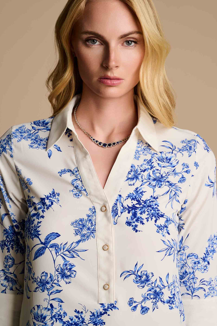 Icaria Tunic Dress | Vanilla China Blue Damask