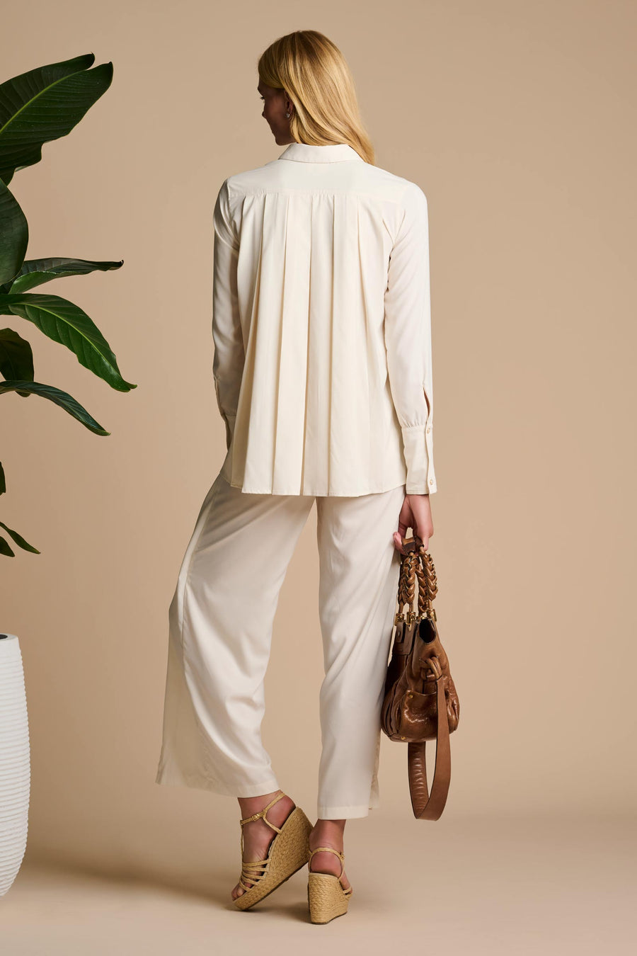 Rhodes | Pleated Back Shirt | Vanilla