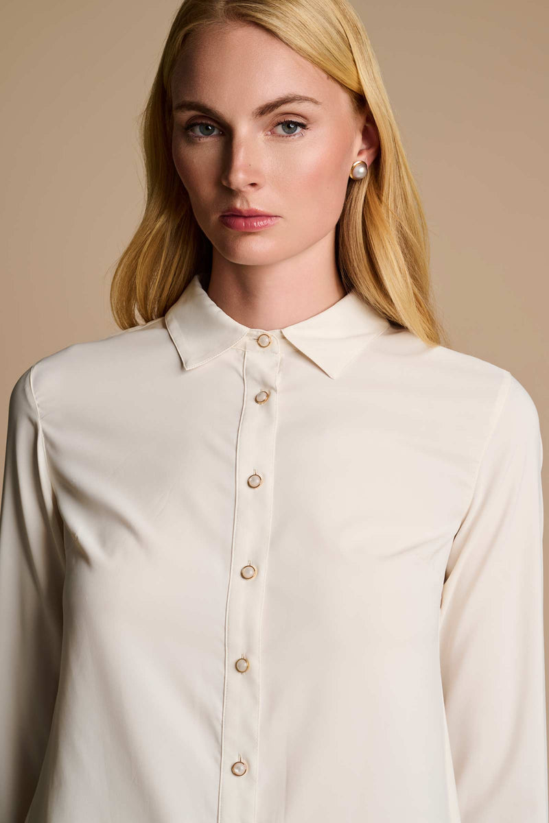 Rhodes | Pleated Back Shirt | Vanilla