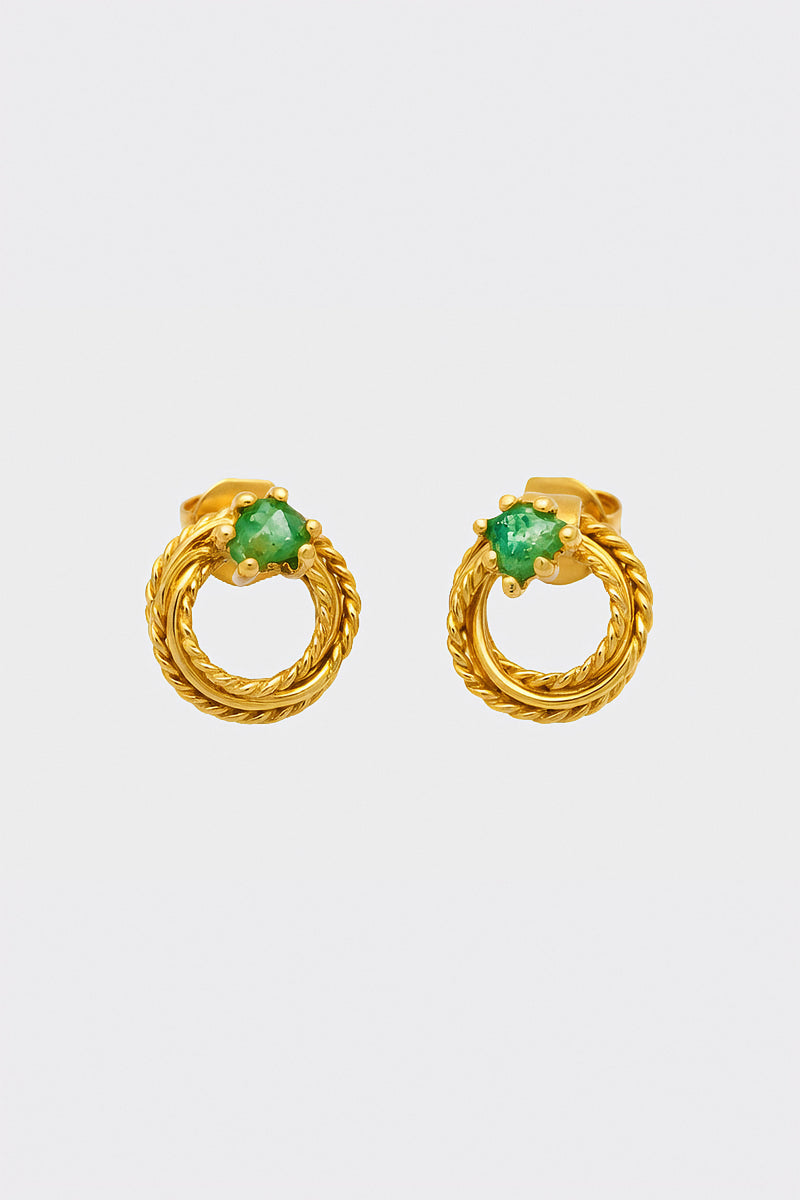 Sailor Stone Earrings Stone: Raw Emerald