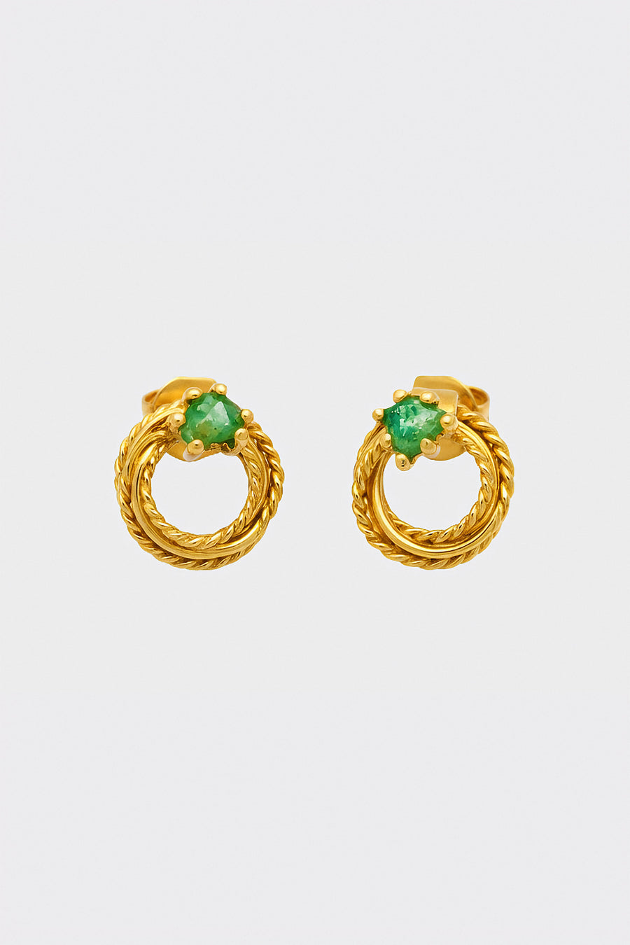 Sailor Stone Earrings Stone: Raw Emerald