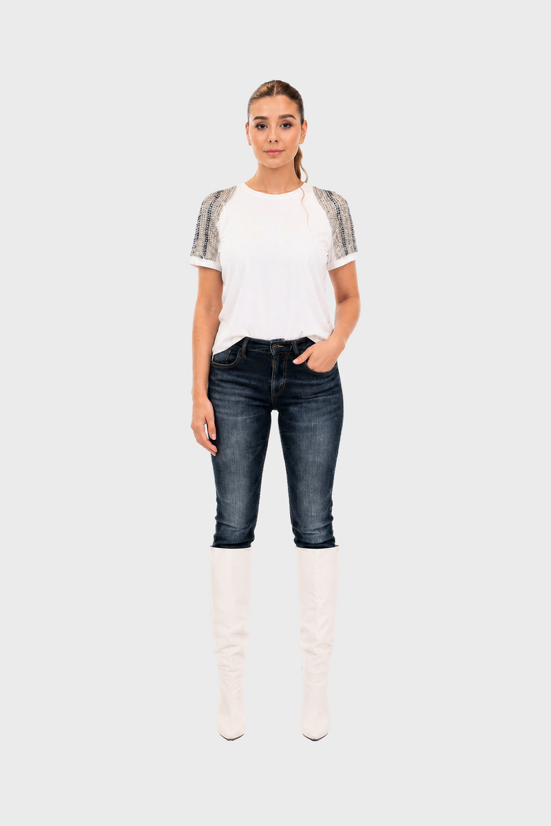 Shirt Stone Sleeve Tee White