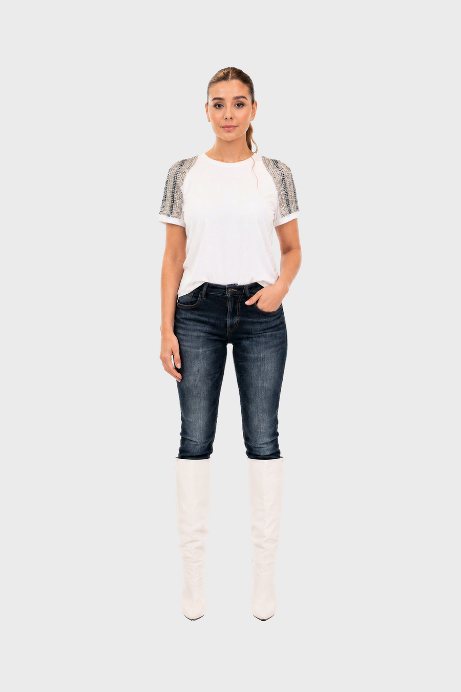 Shirt Stone Sleeve Tee White