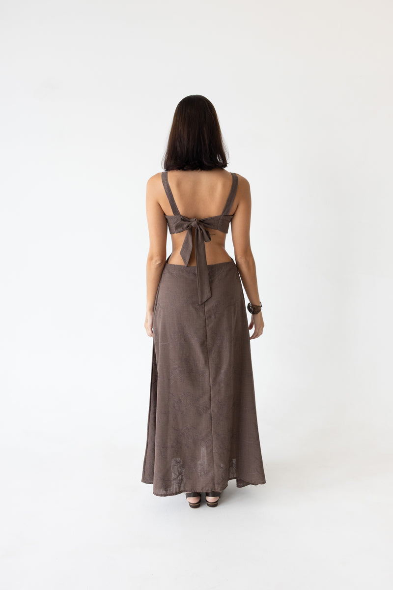 Serena Halter Dress Brown