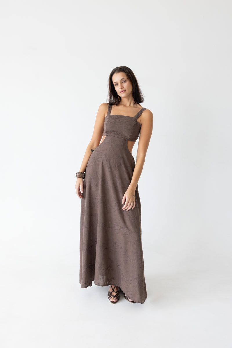 Serena Halter Dress Brown
