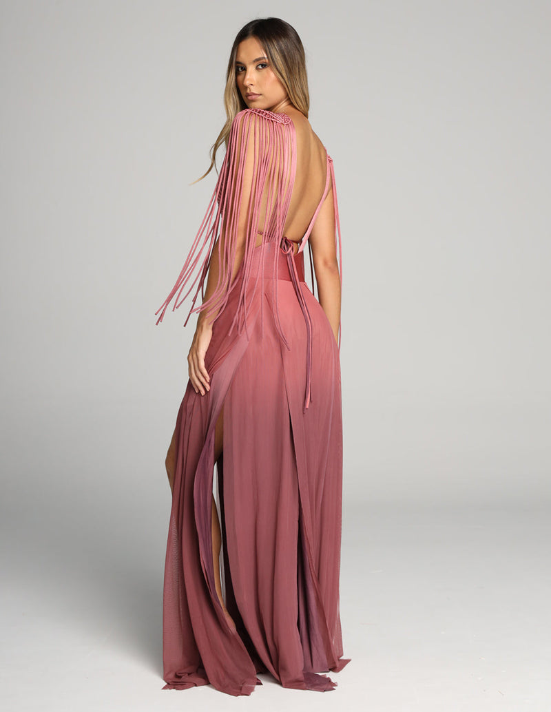 Hera Dress Pink Rose. Hand-Dyed Dress In Pink Rose. Entreaguas