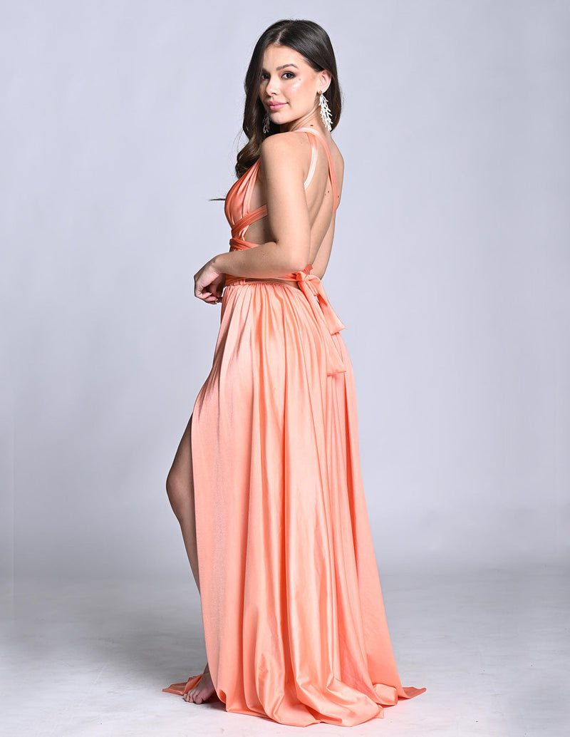 Plutón Dress Salmon. Hand-Dyed Dress In Salmon