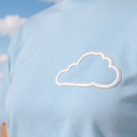CLOUD BLUE EMBROIDERED TEE