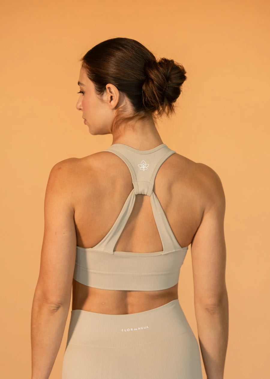 HERRINGBONE TWIST-BACK CROP TOP