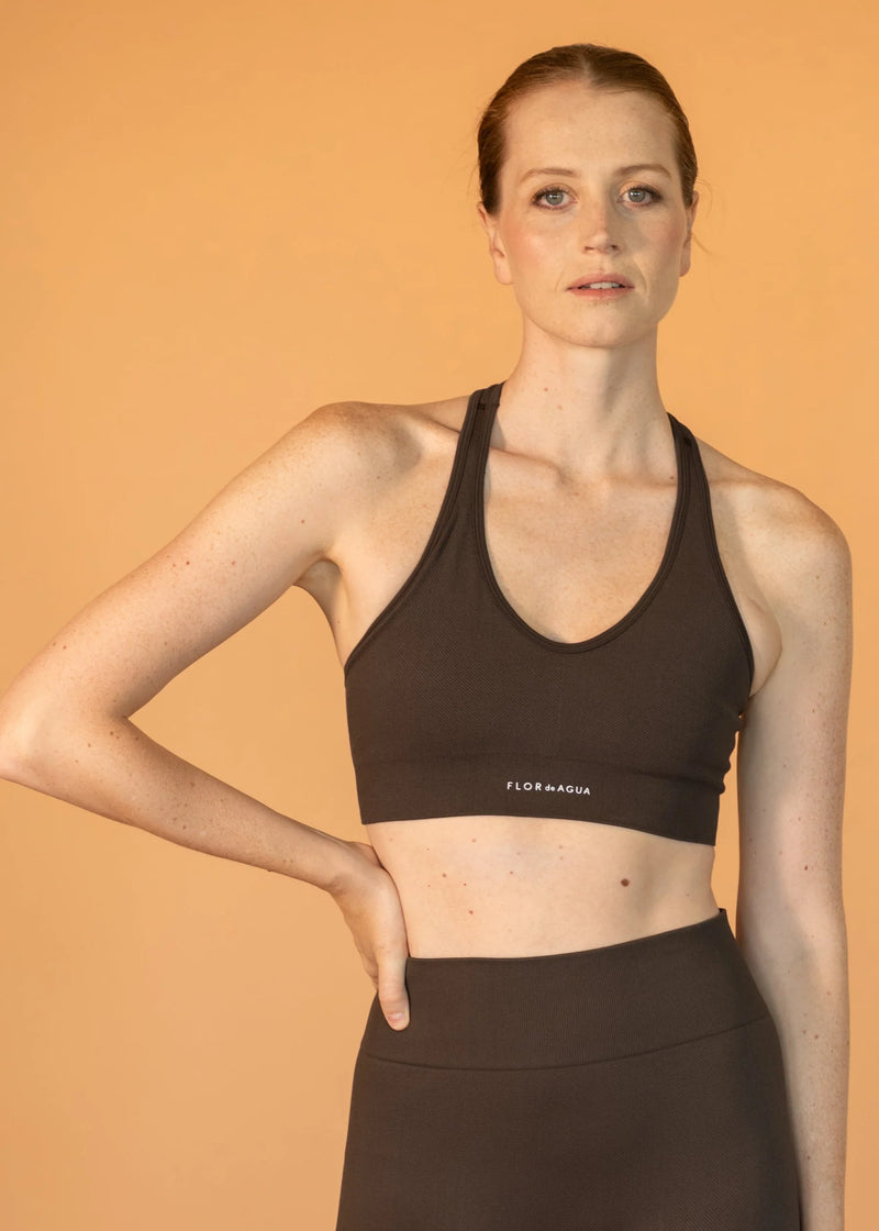 HERRINGBONE TWIST-BACK CROP TOP