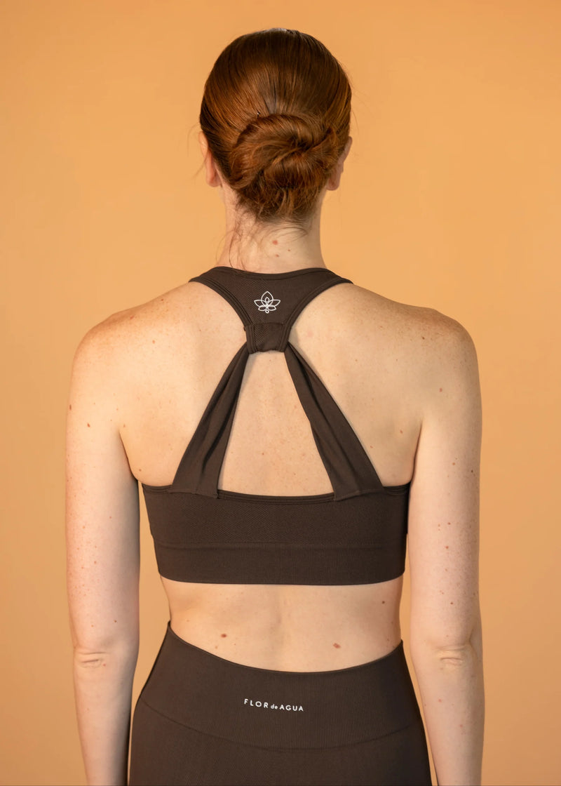 HERRINGBONE TWIST-BACK CROP TOP