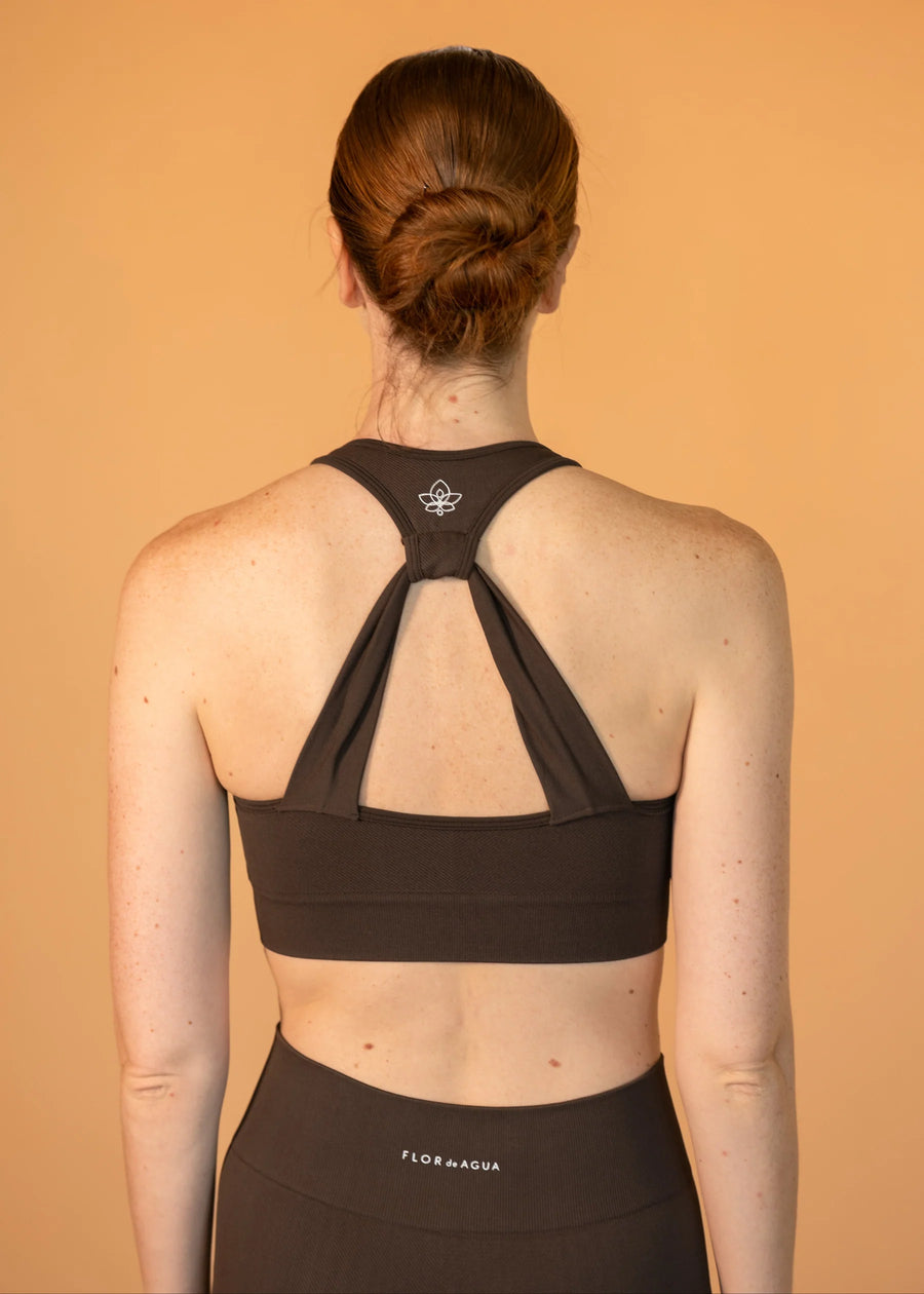 HERRINGBONE TWIST-BACK CROP TOP