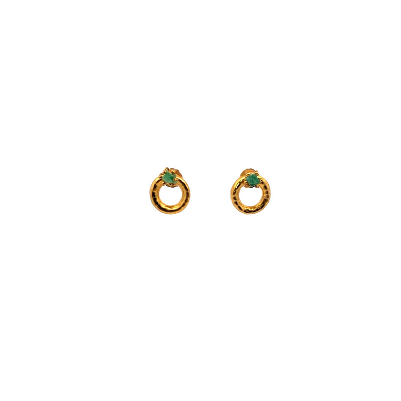 Donut Stone Earrings Stone: Raw Emerald
