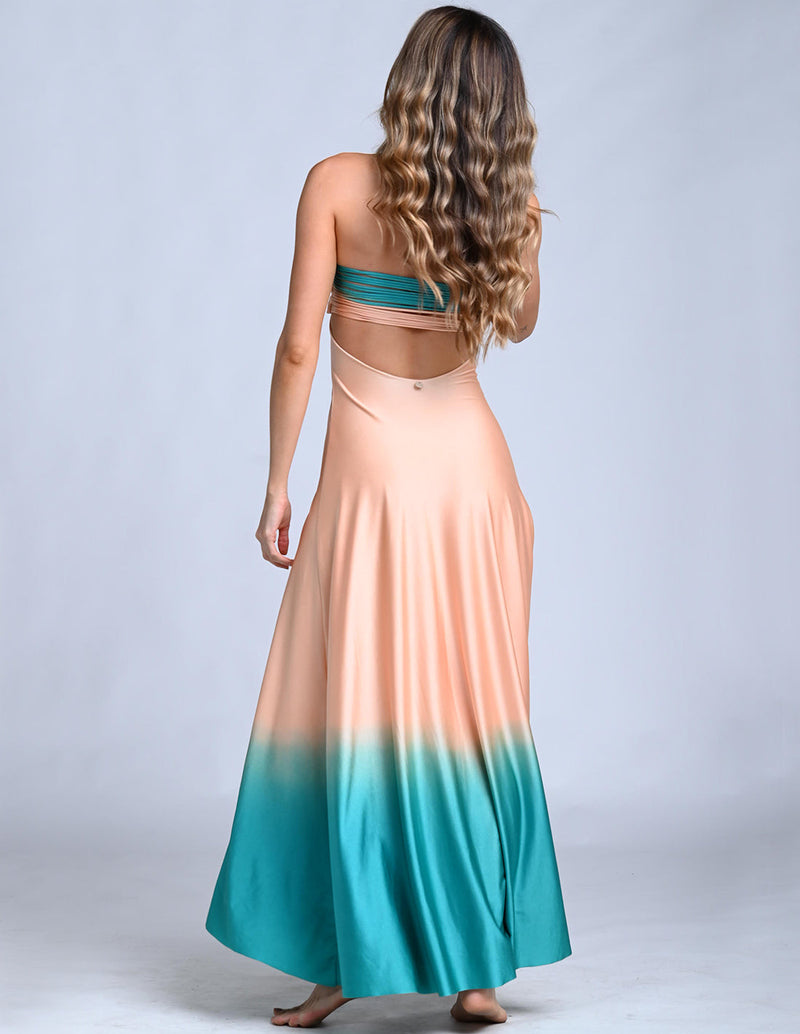 Cartagena Skirt Soft Pink + Turquoise. Hand-Dyed Skirt In Soft Pink + Turquoise