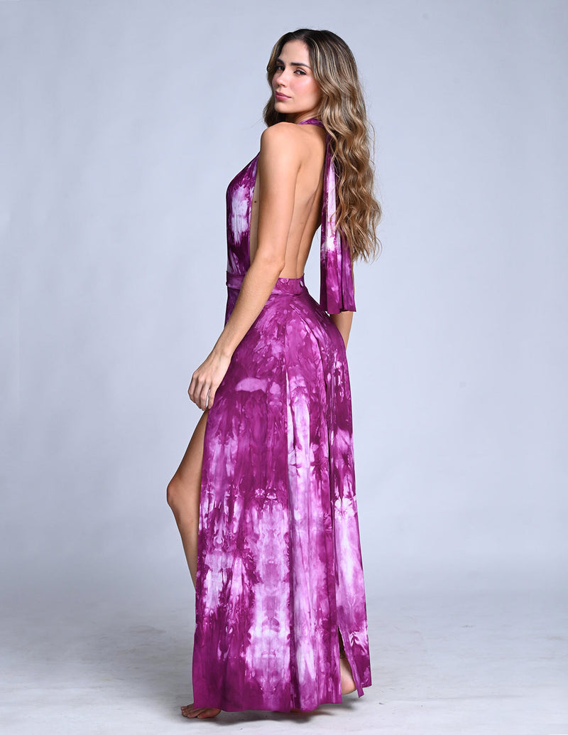 Stripe Skirt Spotted Violet. Hand-Dyed Skirt In Spotted Violet