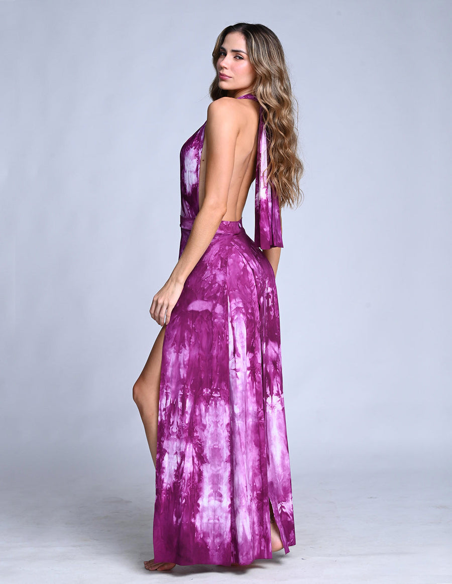 Stripe Skirt Spotted Violet. Hand-Dyed Skirt In Spotted Violet