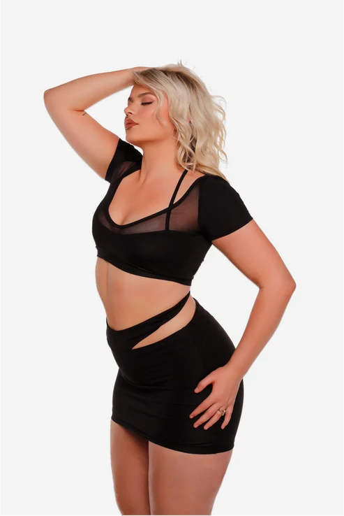 SHEER MIX CROP TOP