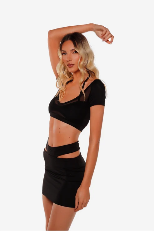 SHEER MIX CROP TOP