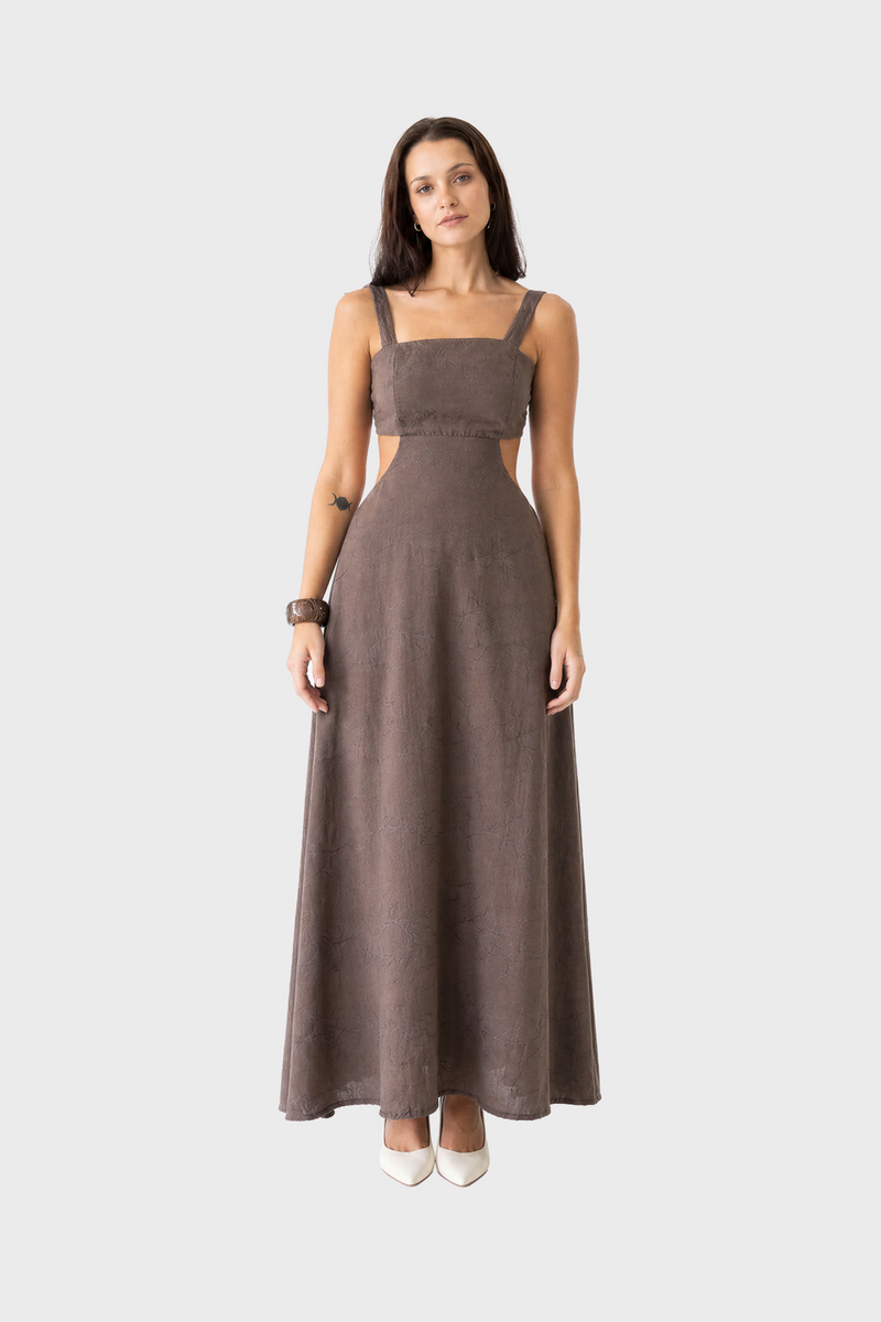 Serena Halter Dress Brown