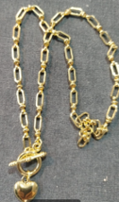 Cadena Eslabon Corazón Dorado