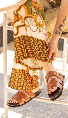 Caramel and Black Emi Sandals