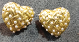 Gold Mesh Heart Earring