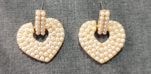 Golden Heart Earring With Pearls