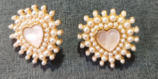 Pearls Heart Earring