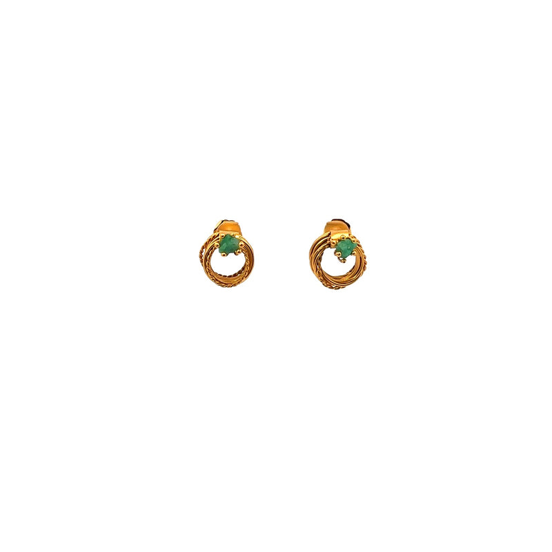 Sailor Stone Earrings Stone: Raw Emerald